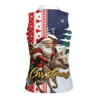 Kangaroo Australia Christmas Women Sleeveless Polo Shirt Xmas Pattern - Wonder Print Shop