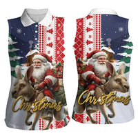 Kangaroo Australia Christmas Women Sleeveless Polo Shirt Xmas Pattern - Wonder Print Shop