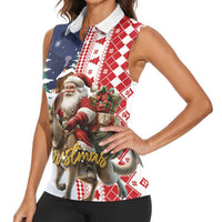 Kangaroo Australia Christmas Women Sleeveless Polo Shirt Xmas Pattern - Wonder Print Shop