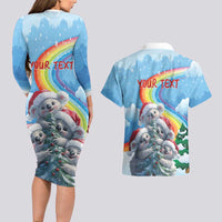 Personalised Australia Koala Christmas Couples Matching Long Sleeve Bodycon Dress and Hawaiian Shirt Santa Claus Ho Ho Ho - Wonder Print Shop