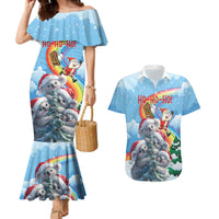 Personalised Australia Koala Christmas Couples Matching Mermaid Dress and Hawaiian Shirt Santa Claus Ho Ho Ho - Wonder Print Shop