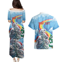 Personalised Australia Koala Christmas Couples Matching Puletasi and Hawaiian Shirt Santa Claus Ho Ho Ho - Wonder Print Shop