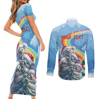 Personalised Australia Koala Christmas Couples Matching Short Sleeve Bodycon Dress and Long Sleeve Button Shirt Santa Claus Ho Ho Ho - Wonder Print Shop