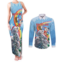 Personalised Australia Koala Christmas Couples Matching Tank Maxi Dress and Long Sleeve Button Shirt Santa Claus Ho Ho Ho - Wonder Print Shop