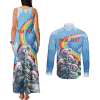 Personalised Australia Koala Christmas Couples Matching Tank Maxi Dress and Long Sleeve Button Shirt Santa Claus Ho Ho Ho - Wonder Print Shop
