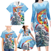Personalised Australia Koala Christmas Family Matching Long Sleeve Bodycon Dress and Hawaiian Shirt Santa Claus Ho Ho Ho - Wonder Print Shop