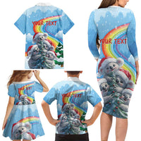 Personalised Australia Koala Christmas Family Matching Long Sleeve Bodycon Dress and Hawaiian Shirt Santa Claus Ho Ho Ho - Wonder Print Shop