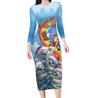 Personalised Australia Koala Christmas Family Matching Long Sleeve Bodycon Dress and Hawaiian Shirt Santa Claus Ho Ho Ho - Wonder Print Shop