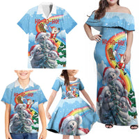 Personalised Australia Koala Christmas Family Matching Off Shoulder Maxi Dress and Hawaiian Shirt Santa Claus Ho Ho Ho - Wonder Print Shop