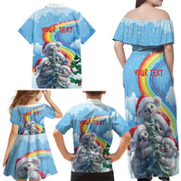 Personalised Australia Koala Christmas Family Matching Off Shoulder Maxi Dress and Hawaiian Shirt Santa Claus Ho Ho Ho - Wonder Print Shop