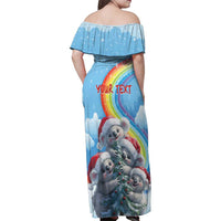 Personalised Australia Koala Christmas Family Matching Off Shoulder Maxi Dress and Hawaiian Shirt Santa Claus Ho Ho Ho - Wonder Print Shop