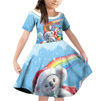 Personalised Australia Koala Christmas Family Matching Off Shoulder Short Dress and Hawaiian Shirt Santa Claus Ho Ho Ho - Wonder Print Shop