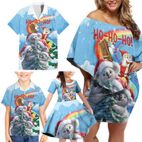 Personalised Australia Koala Christmas Family Matching Off Shoulder Short Dress and Hawaiian Shirt Santa Claus Ho Ho Ho - Wonder Print Shop