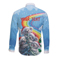 Personalised Australia Koala Christmas Long Sleeve Button Shirt Santa Claus Ho Ho Ho - Wonder Print Shop