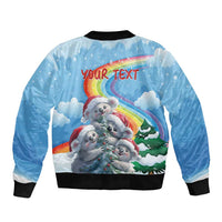 Personalised Australia Koala Christmas Sleeve Zip Bomber Jacket Santa Claus Ho Ho Ho - Wonder Print Shop
