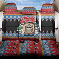 Antigua and Barbuda Christmas Back Car Seat Cover Coat Of Arms With Snowman - Wonder Print Shop