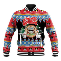 Personalized Antigua and Barbuda Christmas Baseball Jacket Coat Of Arms With Snowman - Wonder Print Shop