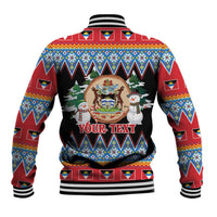 Personalized Antigua and Barbuda Christmas Baseball Jacket Coat Of Arms With Snowman - Wonder Print Shop