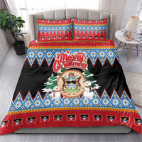 Antigua and Barbuda Christmas Bedding Set Coat Of Arms With Snowman - Wonder Print Shop