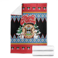 Antigua and Barbuda Christmas Blanket Coat Of Arms With Snowman - Wonder Print Shop