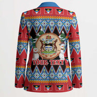 Personalized Antigua and Barbuda Christmas Blazer Coat Of Arms With Snowman - Wonder Print Shop
