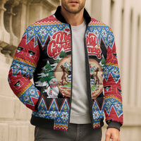 Personalized Antigua and Barbuda Christmas Bomber Puffer Jacket Coat Of Arms With Snowman - Wonder Print Shop