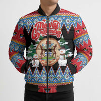 Personalized Antigua and Barbuda Christmas Bomber Puffer Jacket Coat Of Arms With Snowman - Wonder Print Shop