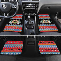 Personalized Antigua and Barbuda Christmas Car Mats Coat Of Arms With Snowman - Wonder Print Shop