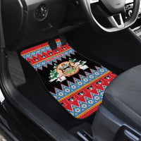 Personalized Antigua and Barbuda Christmas Car Mats Coat Of Arms With Snowman - Wonder Print Shop