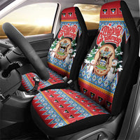 Antigua and Barbuda Christmas Car Seat Cover Coat Of Arms With Snowman - Wonder Print Shop