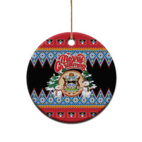 Antigua and Barbuda Christmas Ceramic Ornament Coat Of Arms With Snowman - Wonder Print Shop