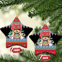 Antigua and Barbuda Christmas Ceramic Ornament Coat Of Arms With Snowman - Wonder Print Shop