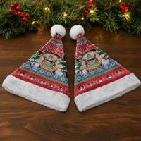 Antigua and Barbuda Christmas Santa Hat Coat Of Arms With Snowman - Wonder Print Shop