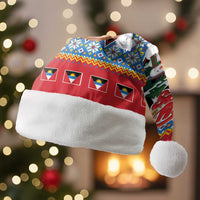 Antigua and Barbuda Christmas Santa Hat Coat Of Arms With Snowman - Wonder Print Shop