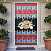 Personalized Antigua and Barbuda Christmas Door Cover Coat Of Arms With Snowman - Wonder Print Shop