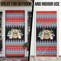 Personalized Antigua and Barbuda Christmas Door Cover Coat Of Arms With Snowman - Wonder Print Shop