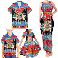 Personalized Antigua and Barbuda Christmas Family Matching Tank Maxi Dress and Hawaiian Shirt Coat Of Arms With Snowman - Wonder Print Shop
