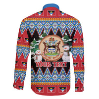 Personalized Antigua and Barbuda Christmas Family Matching Tank Maxi Dress and Hawaiian Shirt Coat Of Arms With Snowman - Wonder Print Shop