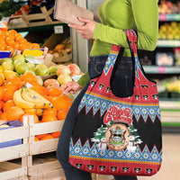 Antigua and Barbuda Christmas Grocery Bag Coat Of Arms With Snowman - Wonder Print Shop