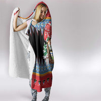 Antigua and Barbuda Christmas Hooded Blanket Coat Of Arms With Snowman - Wonder Print Shop