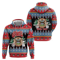 Personalized Antigua and Barbuda Christmas Hoodie Coat Of Arms With Snowman - Wonder Print Shop