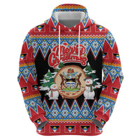 Personalized Antigua and Barbuda Christmas Hoodie Coat Of Arms With Snowman - Wonder Print Shop