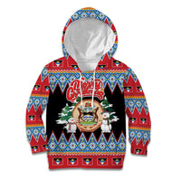 Personalized Antigua and Barbuda Christmas Kid Hoodie Coat Of Arms With Snowman - Wonder Print Shop