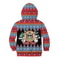 Personalized Antigua and Barbuda Christmas Kid Hoodie Coat Of Arms With Snowman - Wonder Print Shop