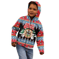 Personalized Antigua and Barbuda Christmas Kid Hoodie Coat Of Arms With Snowman - Wonder Print Shop