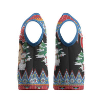 Antigua and Barbuda Christmas Knitted V-Neck Vest Coat Of Arms With Snowman - Wonder Print Shop