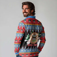 Personalized Antigua and Barbuda Christmas Long Sleeve Polo Shirt Coat Of Arms With Snowman - Wonder Print Shop