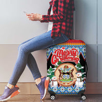 Antigua and Barbuda Christmas Luggage Cover Coat Of Arms With Snowman - Wonder Print Shop