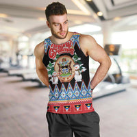 Personalized Antigua and Barbuda Christmas Men Tank Top Coat Of Arms With Snowman - Wonder Print Shop