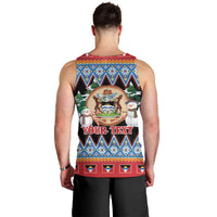 Personalized Antigua and Barbuda Christmas Men Tank Top Coat Of Arms With Snowman - Wonder Print Shop